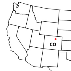 The location of Denver, in the US state of Colorado