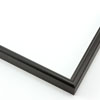 This metal picture frame has a smooth, frosted black finish with a brushed outer drop edge and curved profile.
.375 " width: ideal for small, medium or large artworks. Easily frame photographs, thicker cloth or needlework art, or even Giclée canvas prints.