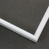 This metal picture frame has a smooth, Bright White with a curved profile.
.375 " width: ideal for small, medium or large artworks. Easily frame photographs, thicker cloth or needlework art, or even Giclée canvas prints.